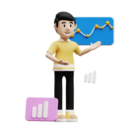 Homme faisant une présentation  3D Illustration