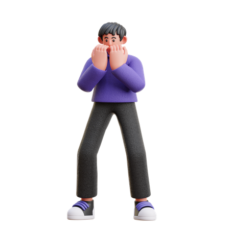 Homme donnant une expression effrayée  3D Icon