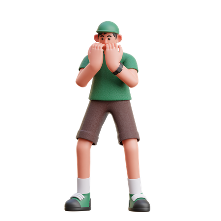 Homme donnant une expression effrayée  3D Icon