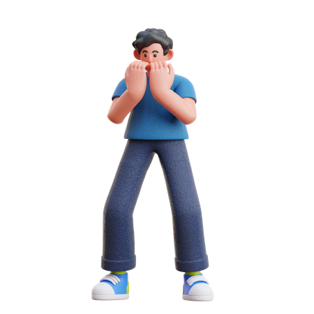 Homme donnant une expression effrayée  3D Icon