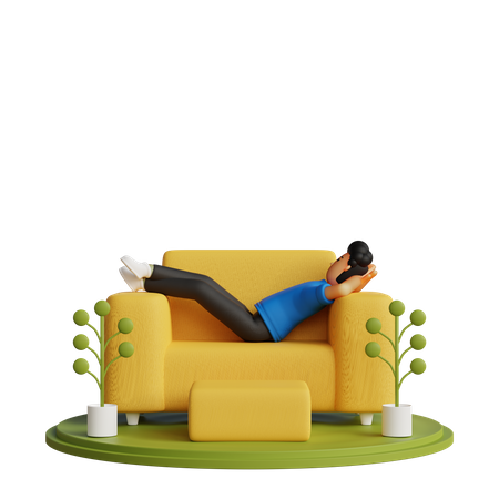 Homme qui dort sur une chaise  3D Illustration