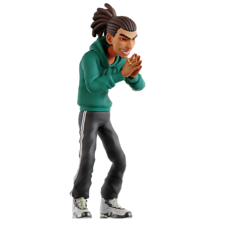 Homme aux dreadlocks saluant  3D Illustration