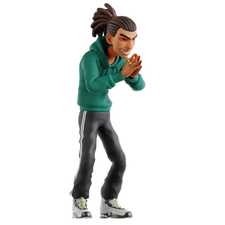 Homme aux dreadlocks saluant  3D Illustration