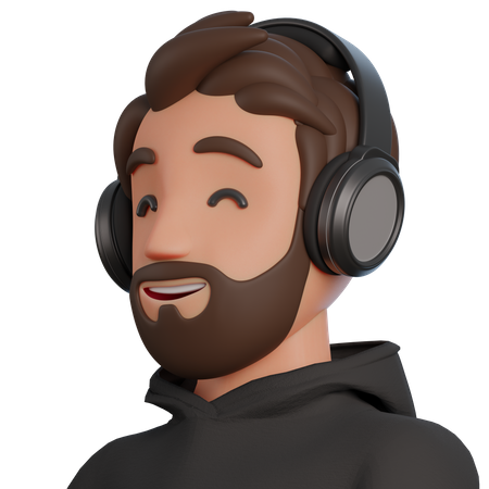 Homme écoutant de la musique à l’aide d’un casque  3D Icon