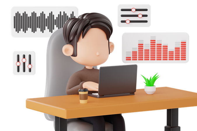 Éditeur de musique masculin  3D Icon