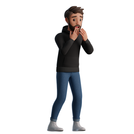 Homme effrayé  3D Illustration