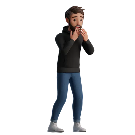 Homme effrayé  3D Illustration