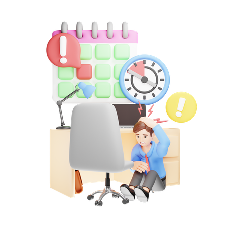 Homme effrayé se cachant du travail  3D Icon