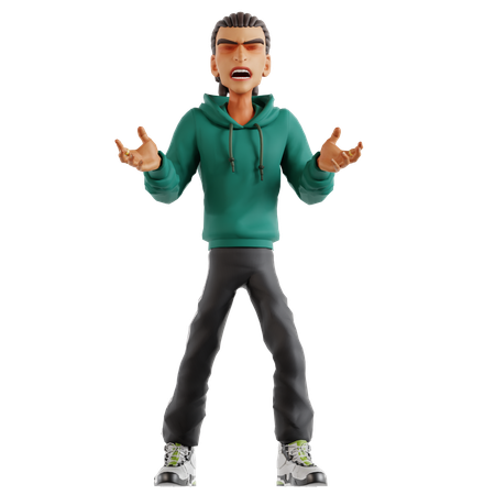 Homme en colère pose  3D Illustration