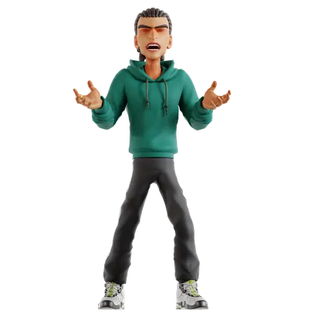 Homme en colère pose  3D Illustration