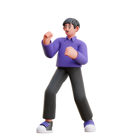 Homme en posture de boxe  3D Icon