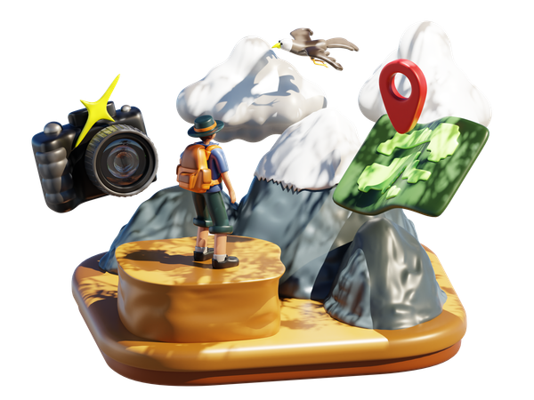 Homme en randonnée  3D Icon