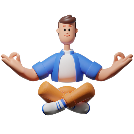 Homme faisant de la méditation  3D Illustration