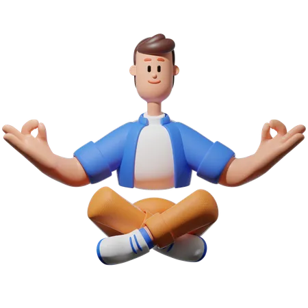 Homme faisant de la méditation  3D Illustration