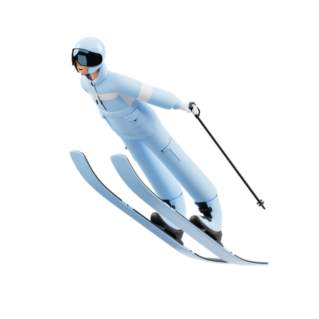 Homme faisant du saut à ski  3D Illustration