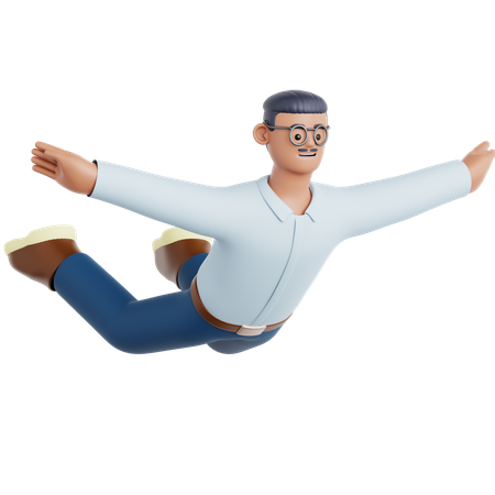 Homme volant pose  3D Illustration