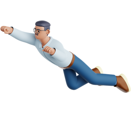 Homme volant pose  3D Illustration