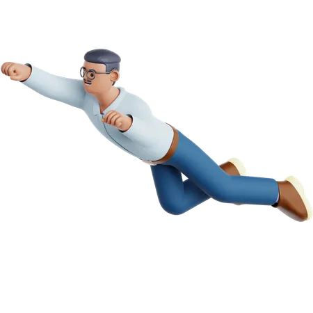 Homme volant pose  3D Illustration