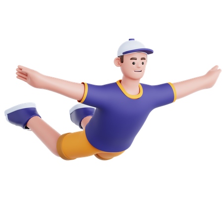 Homme volant pose  3D Illustration