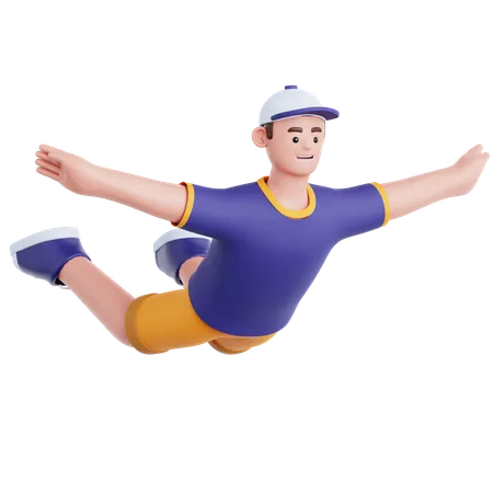 Homme volant pose  3D Illustration