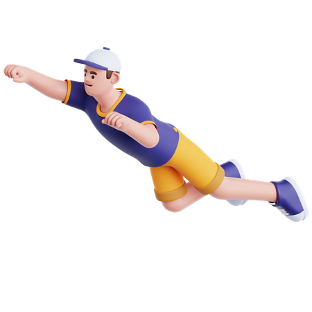 Homme volant pose  3D Illustration