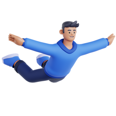 Homme volant pose  3D Illustration