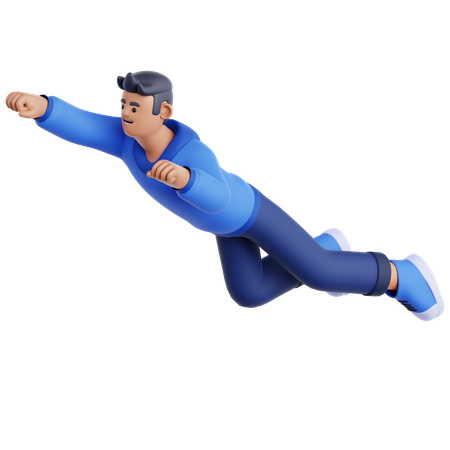 Homme volant pose  3D Illustration