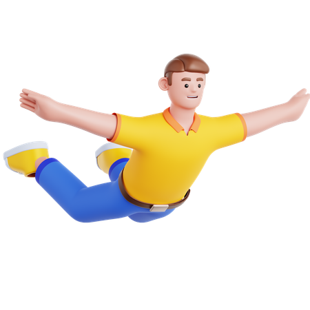 Homme volant pose  3D Illustration