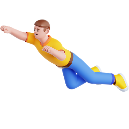 Homme volant pose  3D Illustration