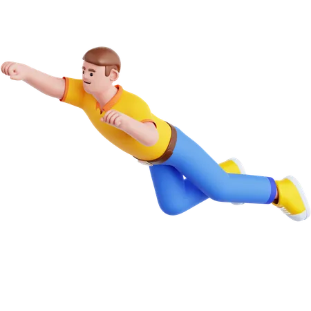 Homme volant pose  3D Illustration