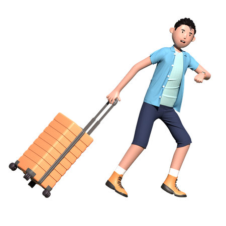 Homme partant en voyage d'affaires  3D Illustration