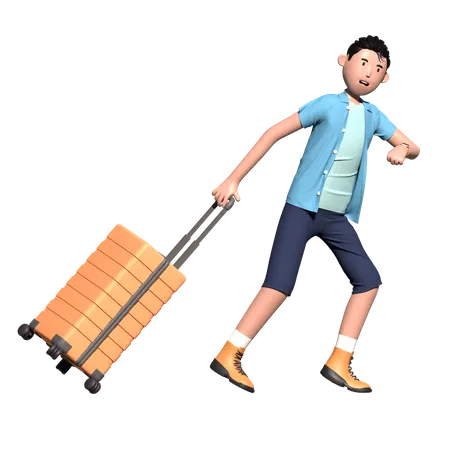 Homme partant en voyage d'affaires  3D Illustration