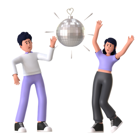 Homme et femme appréciant la piste de danse disco  3D Icon