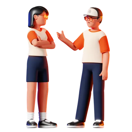 Homme et femme ayant une conversation  3D Illustration