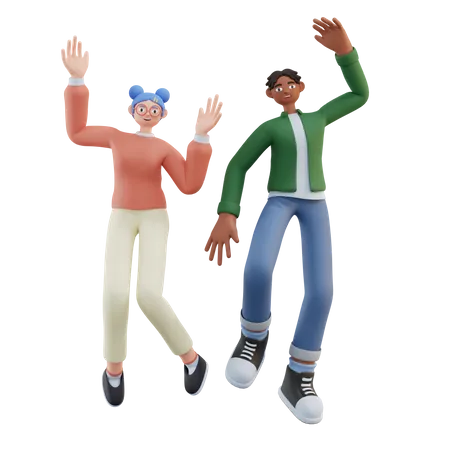 Homme et femme célébrant  3D Illustration