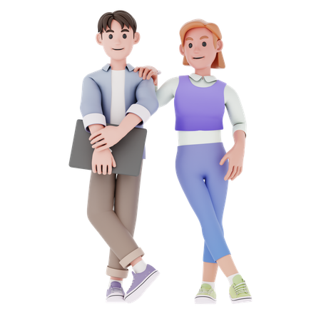 Homme et femme debout ensemble  3D Icon