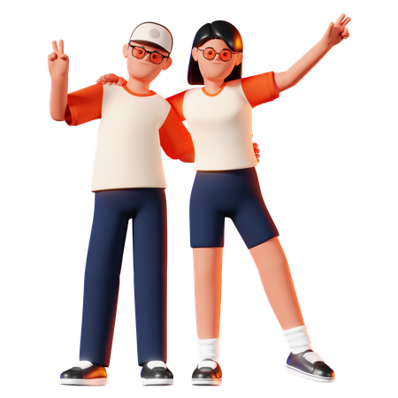Homme et femme donnant la pose de fromage  3D Icon