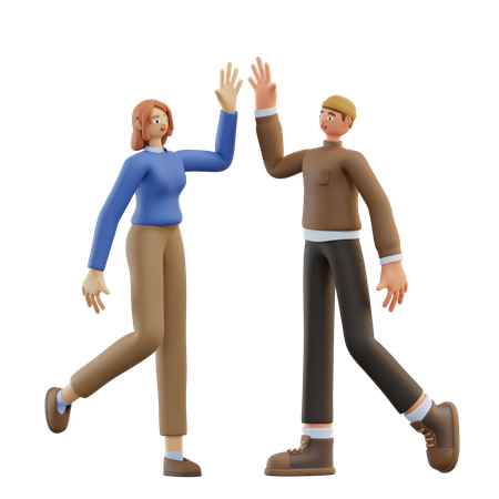 Homme et femme High Five  3D Illustration
