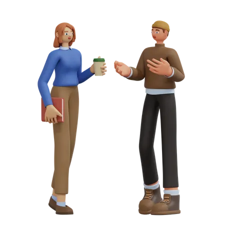 Homme et femme parlant de quelque chose  3D Illustration