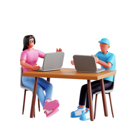 Homme et femme travaillant, illustration 3D  3D Illustration