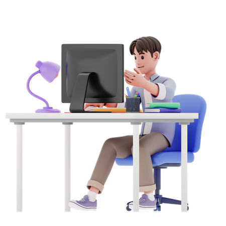 Homme faisant une réunion en ligne  3D Illustration