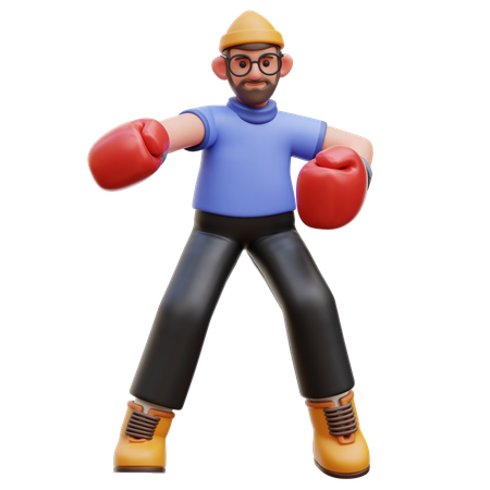 Homme faisant de la boxe  3D Illustration