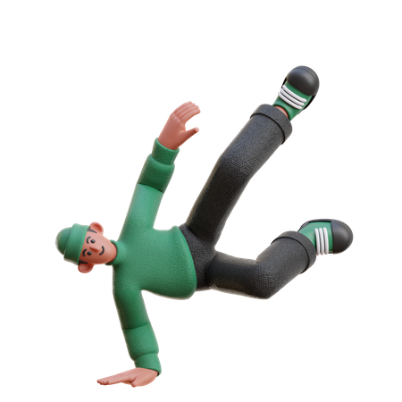 Homme faisant du breakdance  3D Illustration