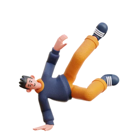 Homme faisant du breakdance  3D Illustration