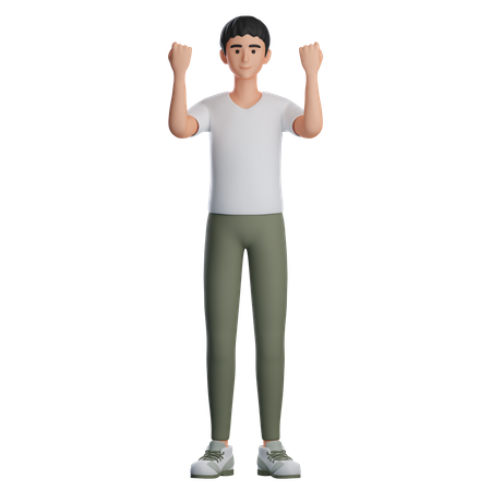 Homme faisant un geste de combat  3D Illustration