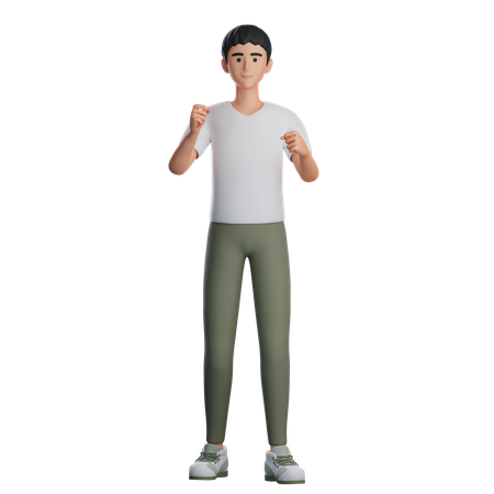 Homme faisant un geste de combat  3D Illustration