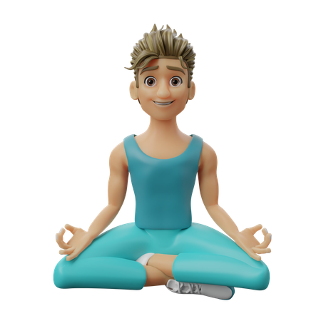 Homme faisant de la méditation  3D Icon