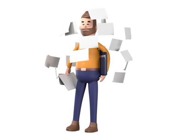 Homme faisant de la paperasse  3D Icon