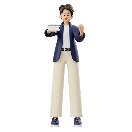 Homme faisant de la publicité à l'aide d'un téléphone portable  3D Icon