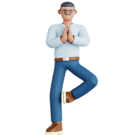 Homme faisant des exercices de yoga  3D Icon